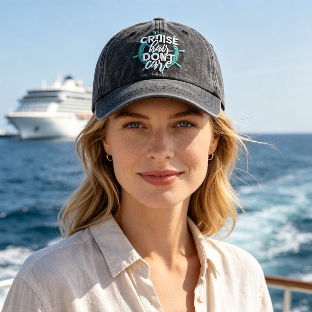 2pcs Cruise Washed Baseball Cap For Women, Cruise Hair Care Embroidery Ship Wheel Vintage Hat, Nautical Vacation Cruise Accessory - Image 8