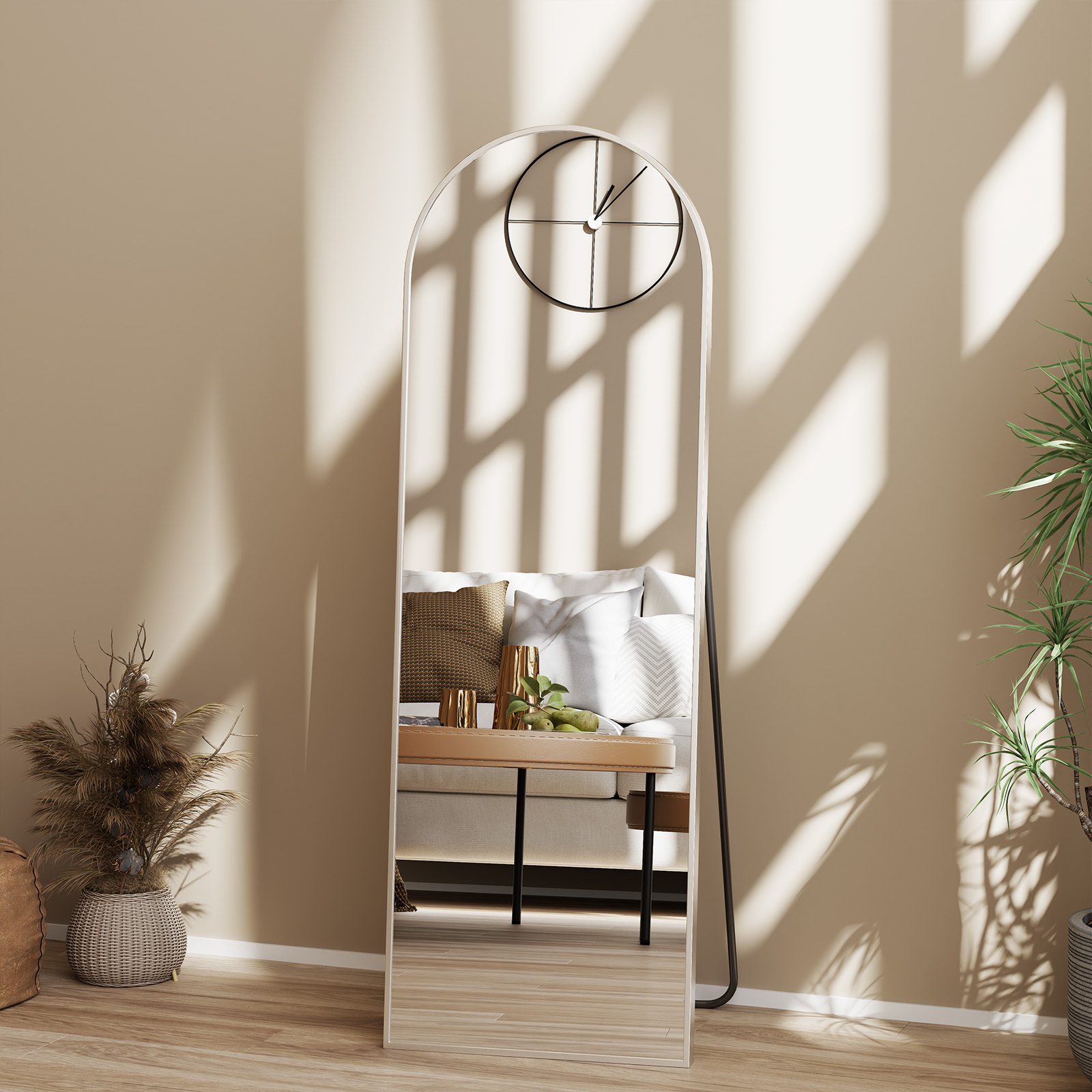 Arched Full Length Mirror, Full Body Standing Mirror, Hanging Or Leaning, For Home, Silver - Image 2