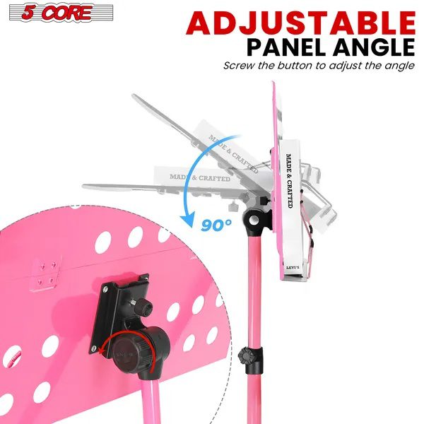 5 Core Music Stand For Sheet Music Height Adjustable Portable Folding Atril Para Partituras W Light Clip For Guitar Players Violinists Cellists Pianists - MUS FLD HD ACC PNK - Image 4