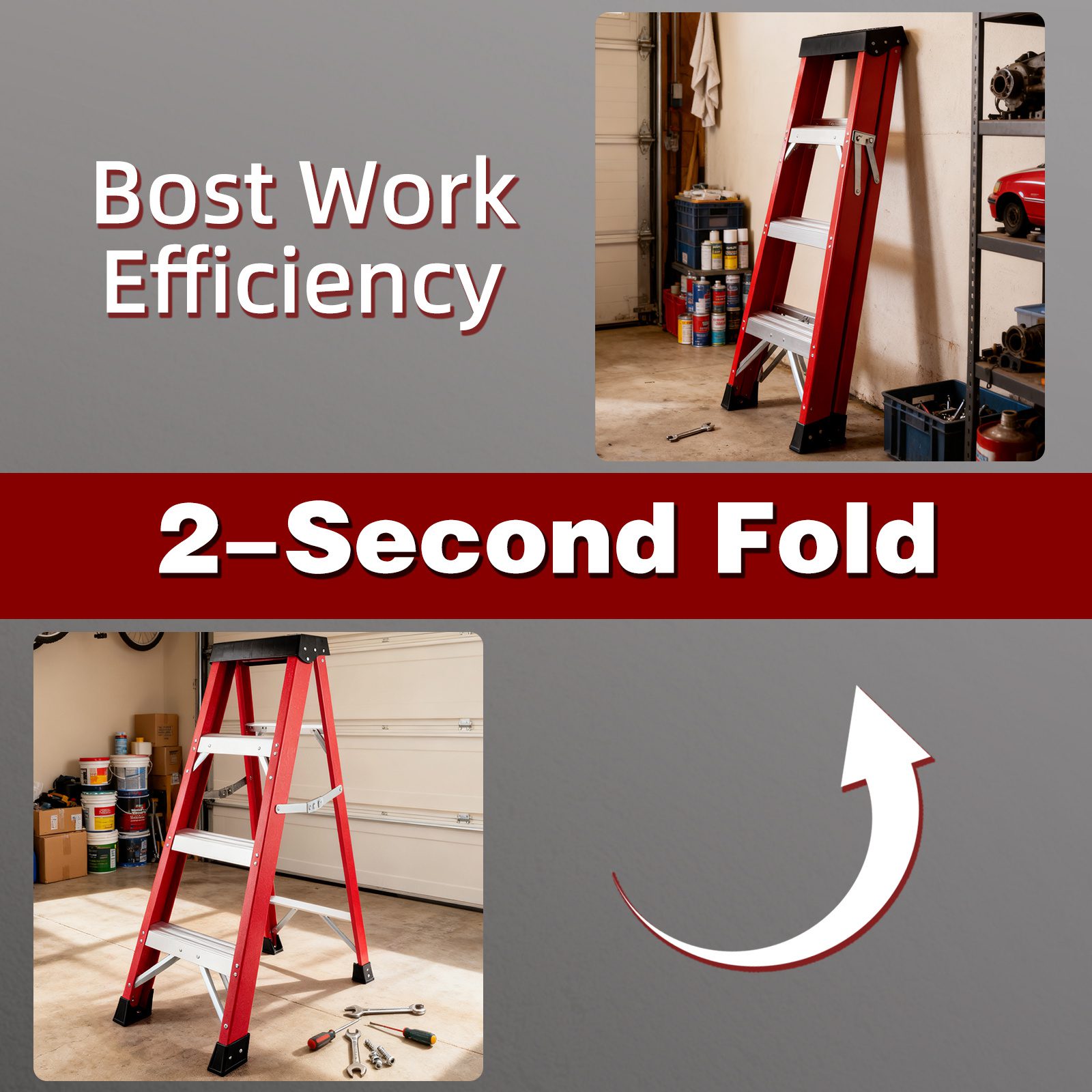 Fiberglass Insulating Ladder, Folding Step Ladder For Safe Electrical Work - Image 9