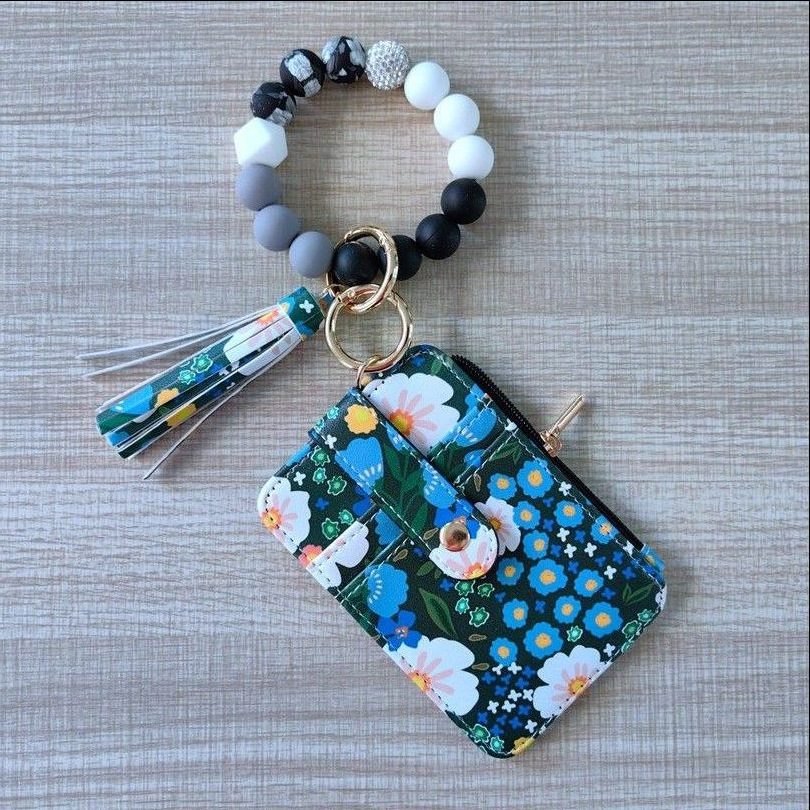 Womens Silicone Bead Bracelet Keychain Cardholder - Image 6