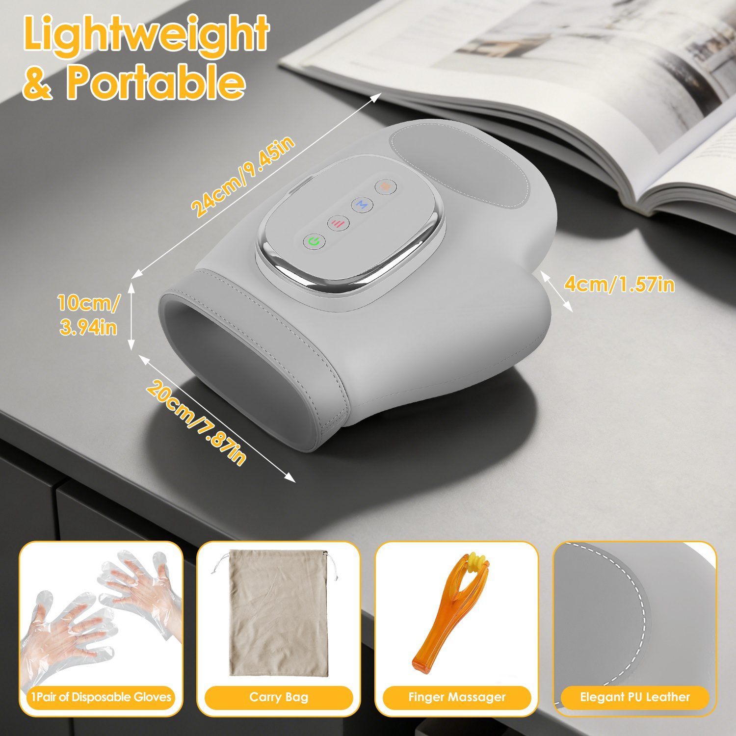 1Pc Hand Massager With Heat Compression Cordless Hand Massager For Arthritis Carpal Tunnel With 3 Modes 3 Heat Levels 5 Intensity Levels Disposable Gloves Finger Massager Carry Bag - Image 10