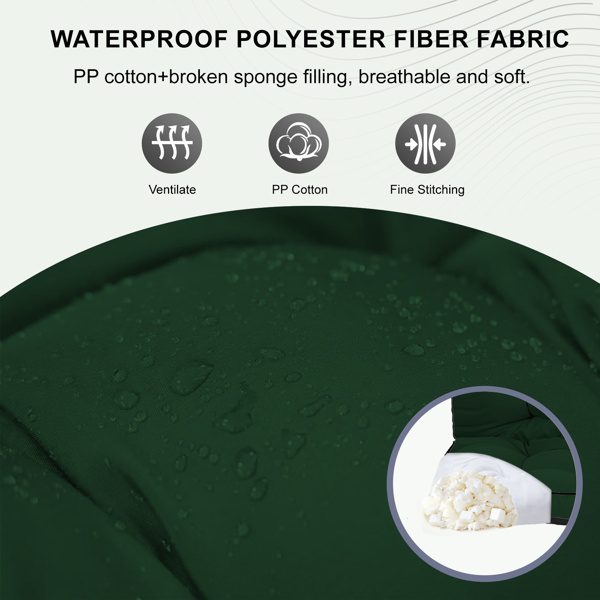 Outdoor Swing Cushions 70 Inch,Waterproof 4in Thick Porch Swing Cushion Replacement With Backrest And Ties,Comfortable 2-3 Seat Pation Swing Pad For Backyard,Garden,Lawn,Outdoor Furniture Dark Green - Image 2