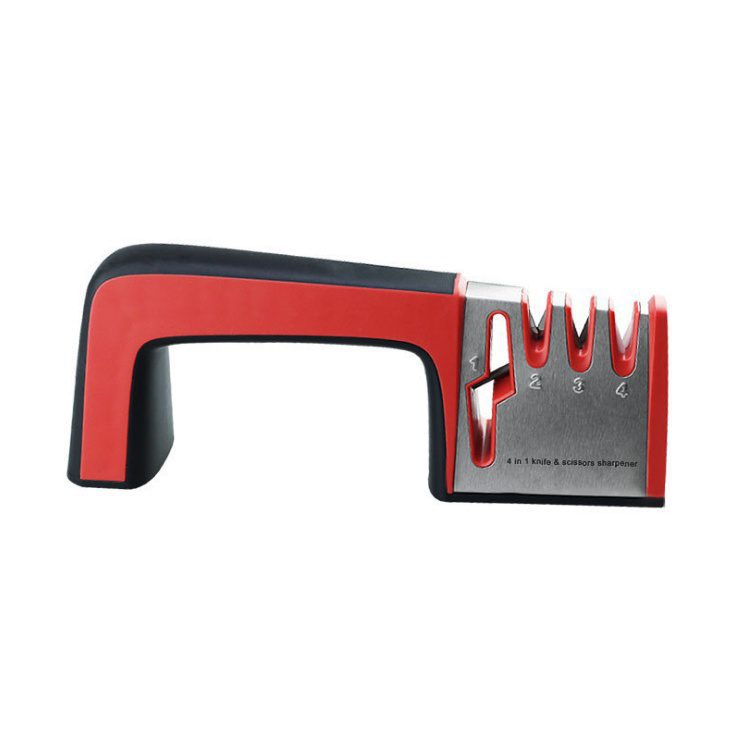 A Four-in-one Family Uses A Sharpener To Sharpen A Kitchen Knife - Image 9