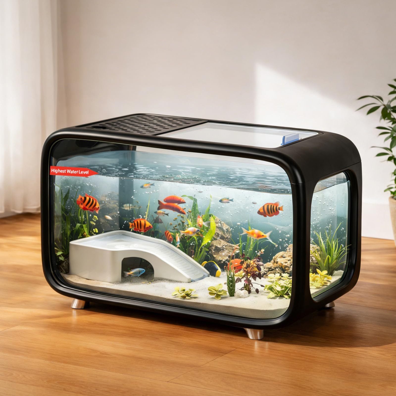 Compact Betta Fish Tank Kit Clear Desktop Aquarium With Ecological Cycle System - Image 7