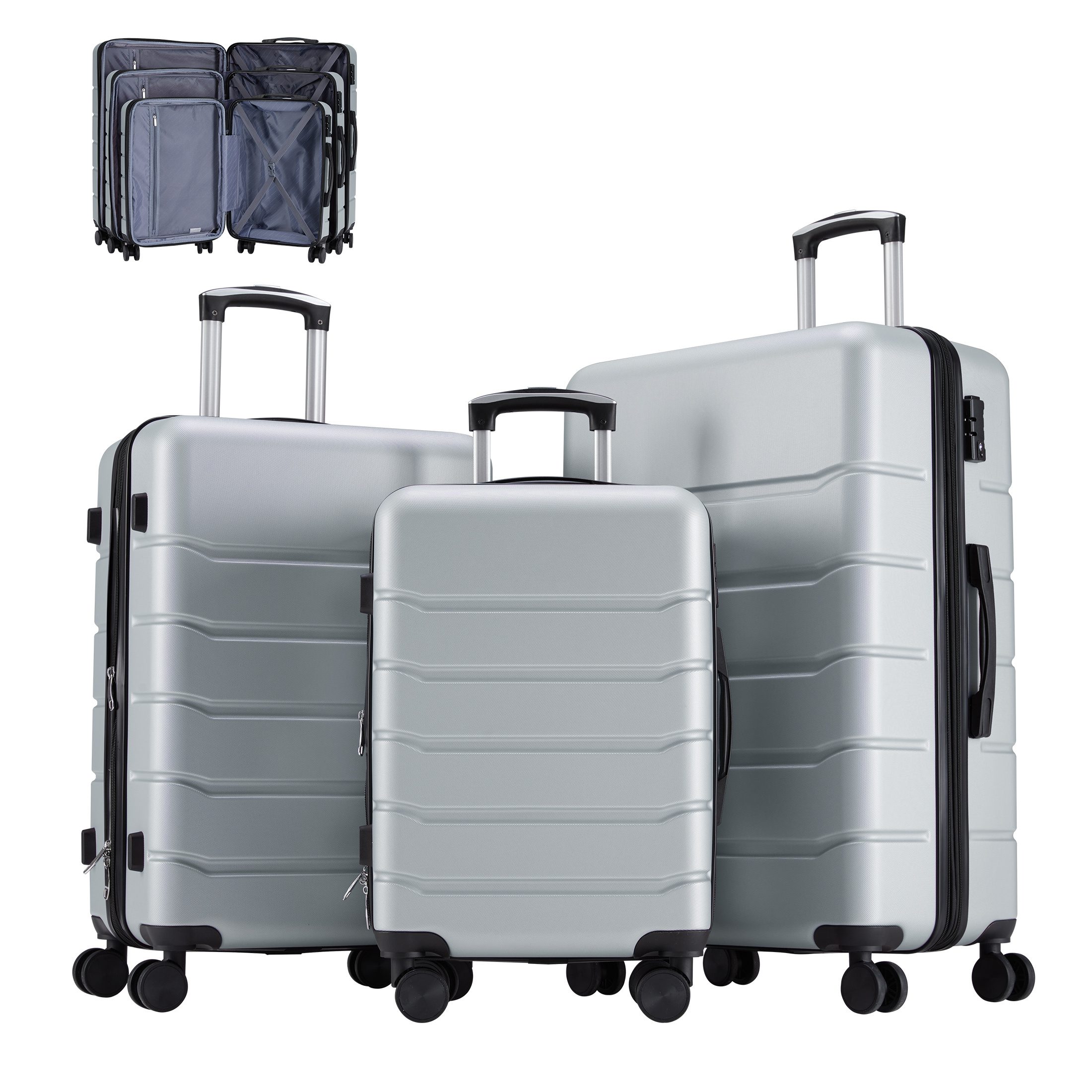 Hard Shell Carry On Suitcase, ABS Spinner Wheel Luggage, Lightweight And Expandable Rolling Travel Bag - Image 8