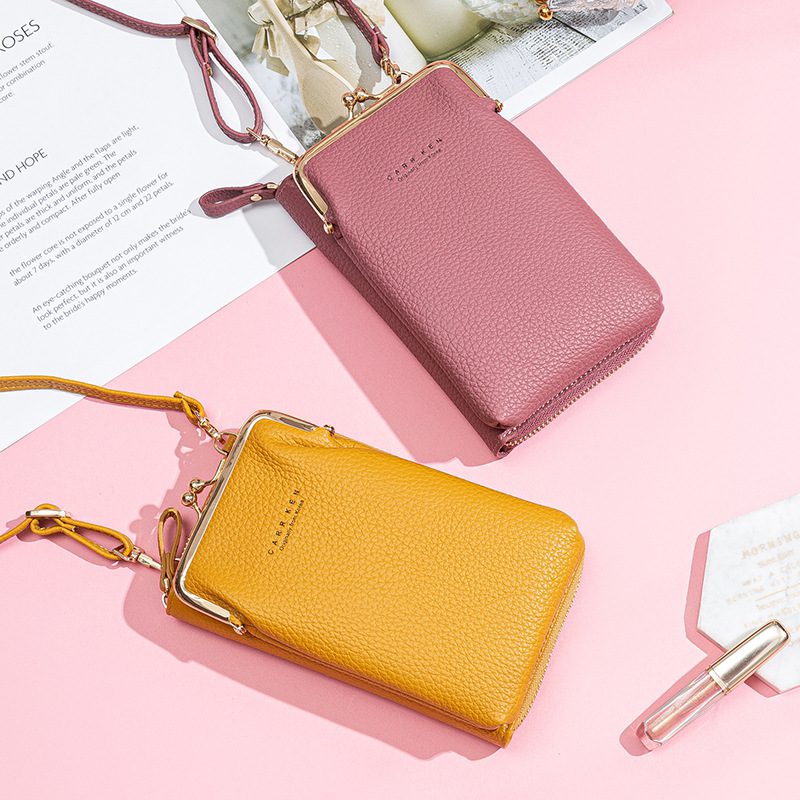 Fashion Lychee Pattern Solid Color Diagonal Shoulder Bag - Image 2
