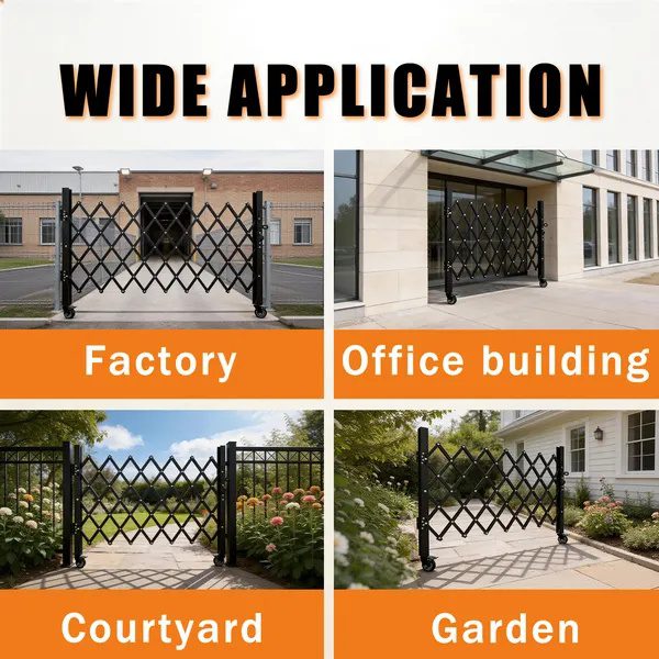 Foldable Security Gate, Expandable Safety Barrier With 360' Swivel Casters Lockable Design, Portable Mobile Rolling Barricade For Garage, Warehouse, Driveway And Pool Areas - 51.57' H X 42' W - Image 4