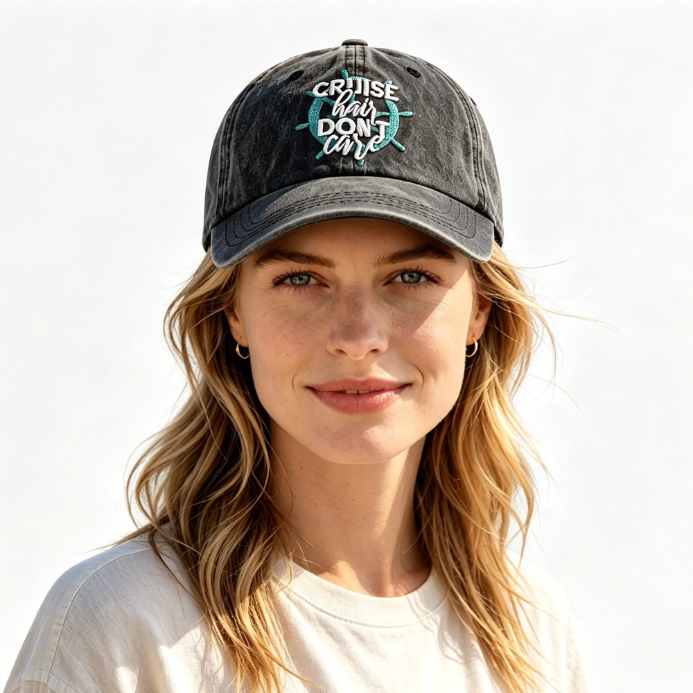 2pcs Cruise Washed Baseball Cap For Women, Cruise Hair Care Embroidery Ship Wheel Vintage Hat, Nautical Vacation Cruise Accessory - Image 9