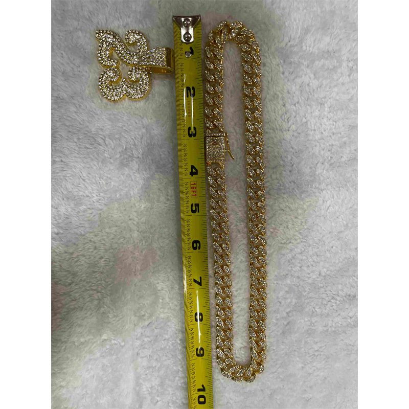 13mm Width Football Pendant Necklace,Number 23 Chain Iced Out Pendant Necklace, 3D Diamond Gold Zinc Alloy Stainless Steel Religious Zircon - Image 8