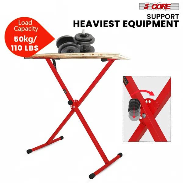 5 Core Keyboard Stand X Shape Adjustable Foldable Portable Key Board Stands W Locking Strap - الصورة 3