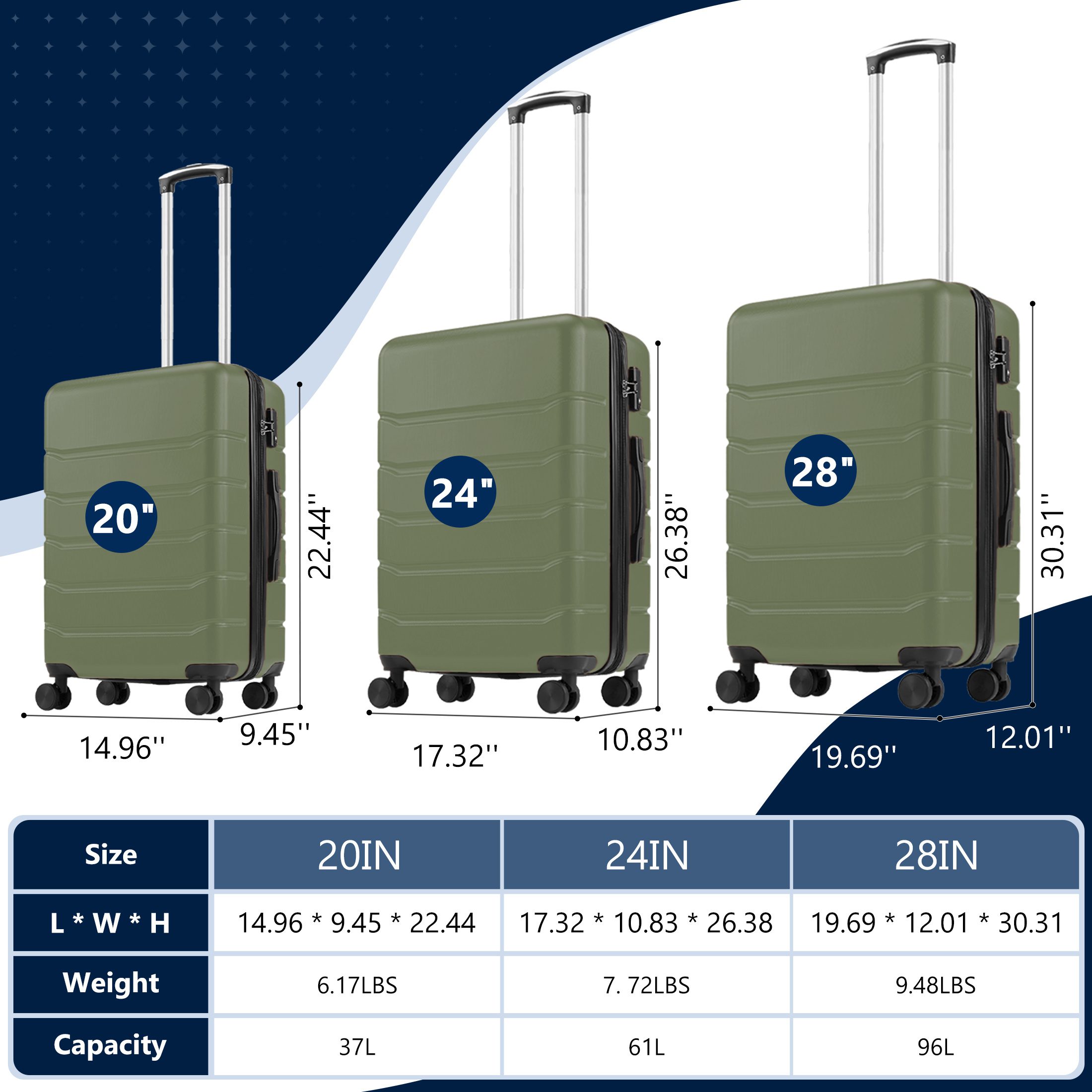 Hard Shell Carry On Suitcase, ABS Spinner Wheel Luggage, Lightweight And Expandable Rolling Travel Bag - Image 10
