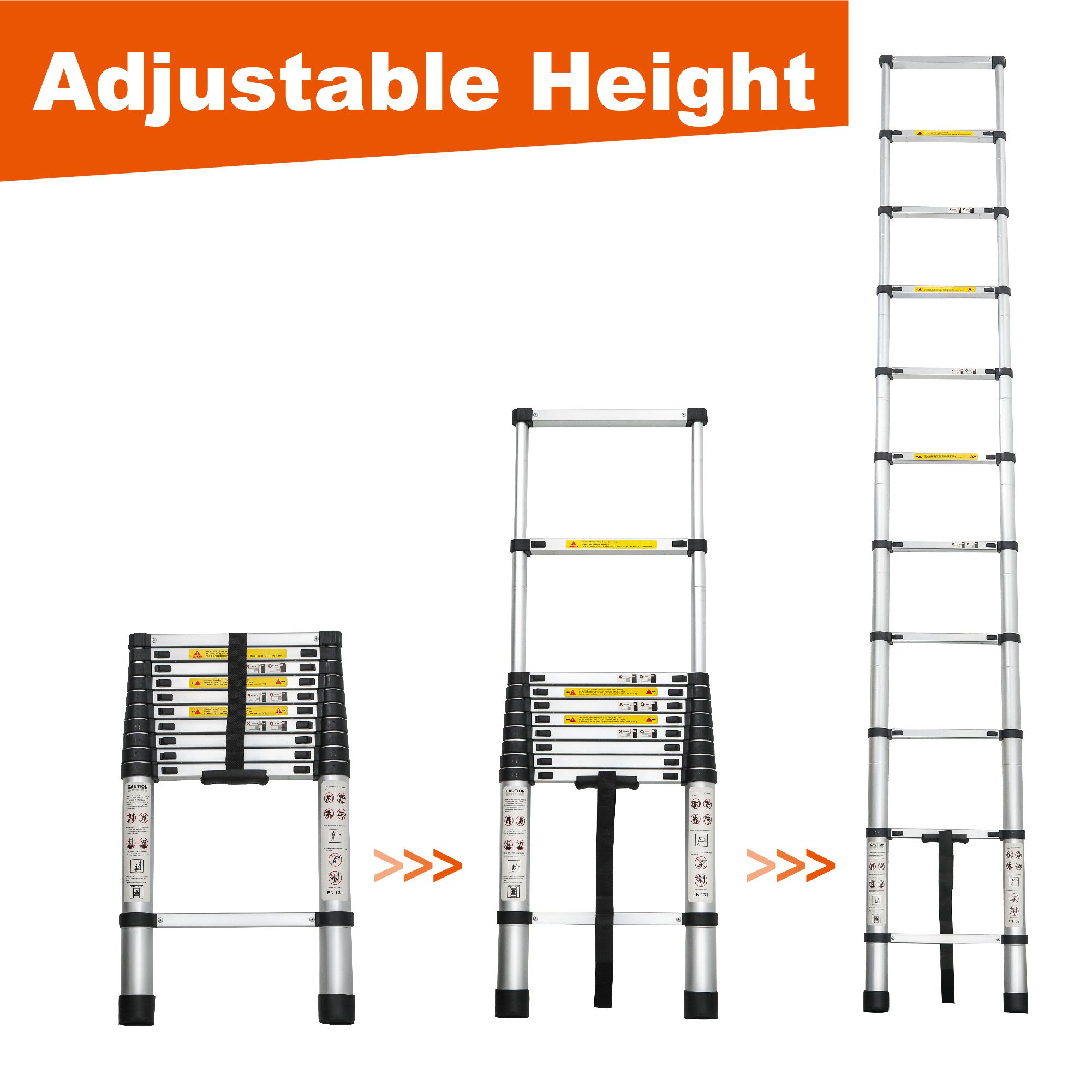 Telescoping Ladder 10.5FT, Telescopic Extension Ladder, Aluminum Alloy Folding Ladder Portable Multi-Purpose for Indoor Outdoor Work, Heavy Duty 300 lbs Load - Image 8