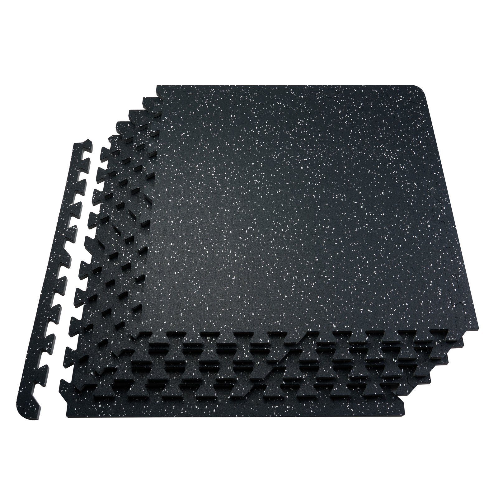 0.56 Inch Thick Gym Floor Mats, 6 Tiles Rubber Top With EVA Foam, 25" X 25" Gym Flooring Workout Mats With 25 Sq.ft Coverage, Interlocking Puzzle Gym Mats For Gym, Home, Garage, Black & White