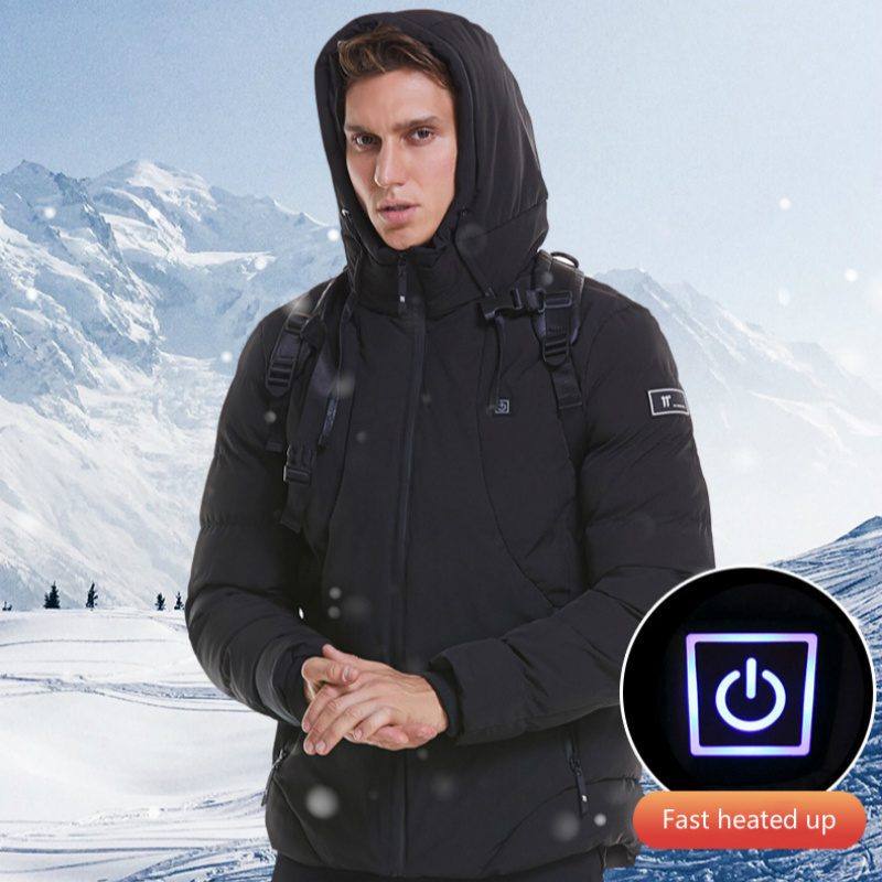 New Men Women Cotton Coat USB Smart Electric Heated Jackets Winter Thicken Down Hooded Outdoor Hiking Ski Clothing 7XL - Image 3