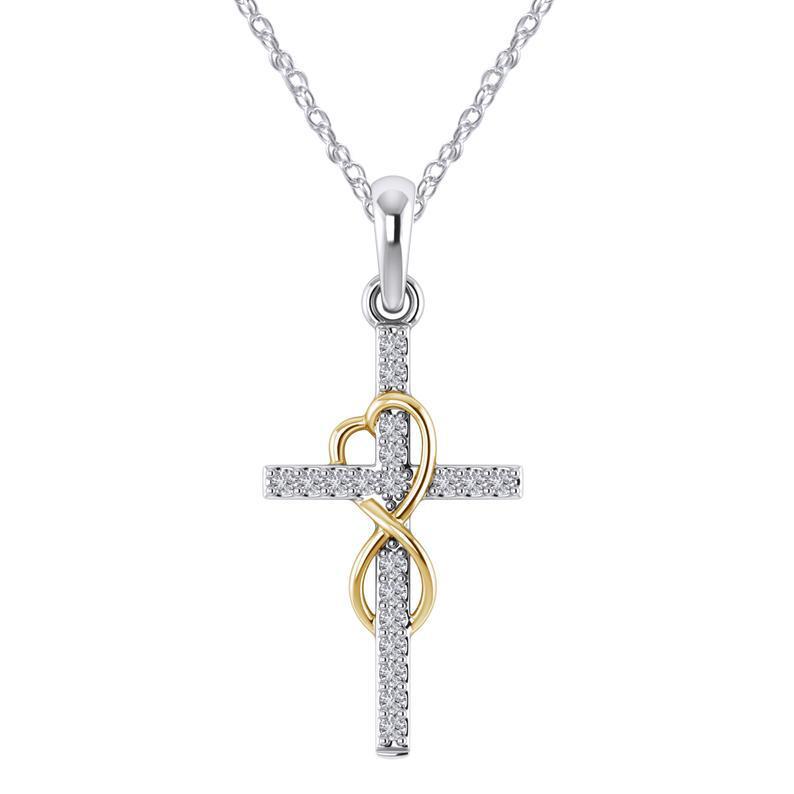 Alloy Pendant With Diamond And Eight-character Cross Necklace - Image 4