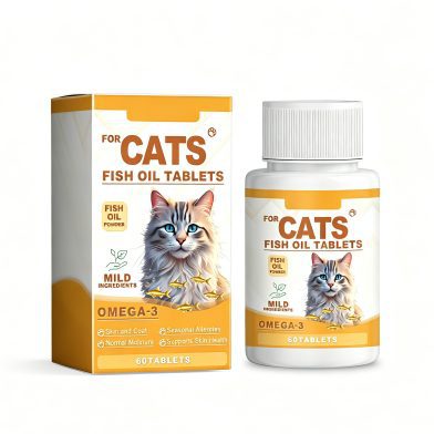 Cat 3 Fish Oil Tablets, Multivitamin Skin & Coat Supplement For Cats, Support Immune, Heart & Bone Health, 60 Chewable Tablets