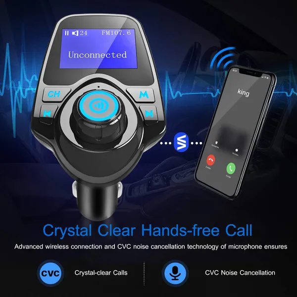 Car Wireless FM Transmitter MP3 Player Hand-Free Call USB Charger AUX Input - Image 4