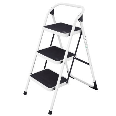 Folding 3-Step Ladder With Handgrip And Anti-Slip Platform