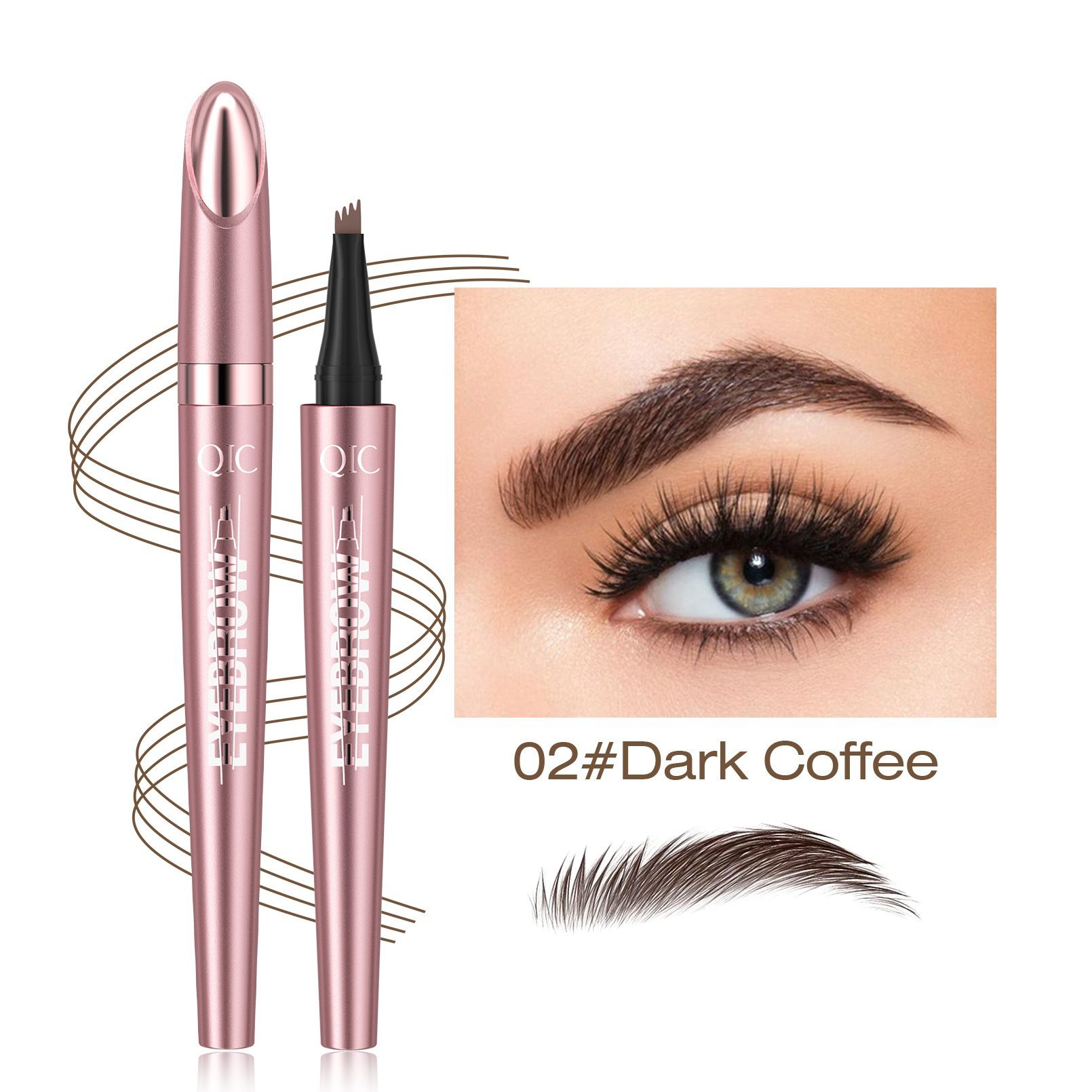 Waterproof And Smooth Not Smudge Four-fork Liquid Eyebrow Pencil - Image 2