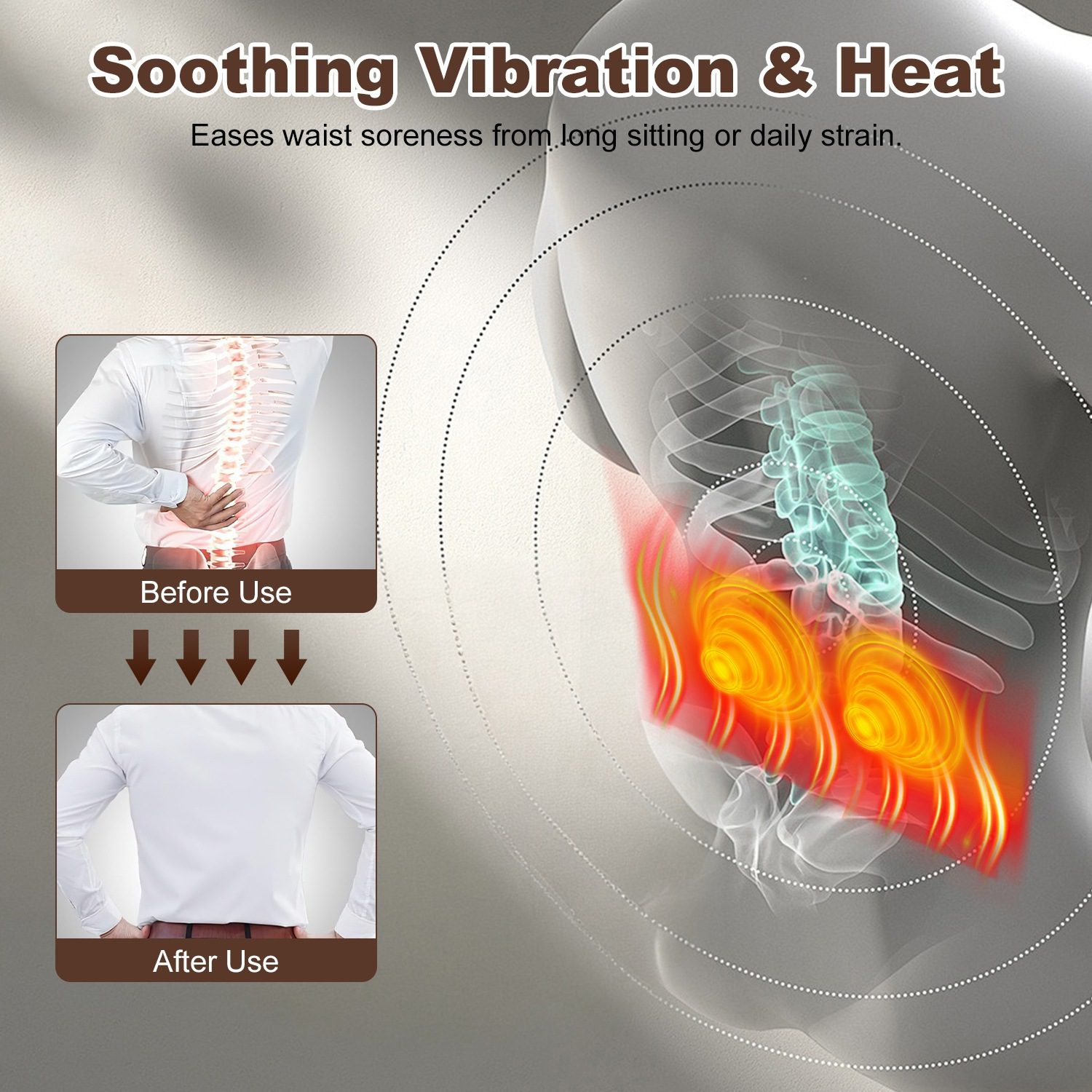 2 In 1 Electric Lumbar Massager Support Pillow Memory Foam Lower Back Massager With Heat Vibration Adapter For Pain Relief - Image 7