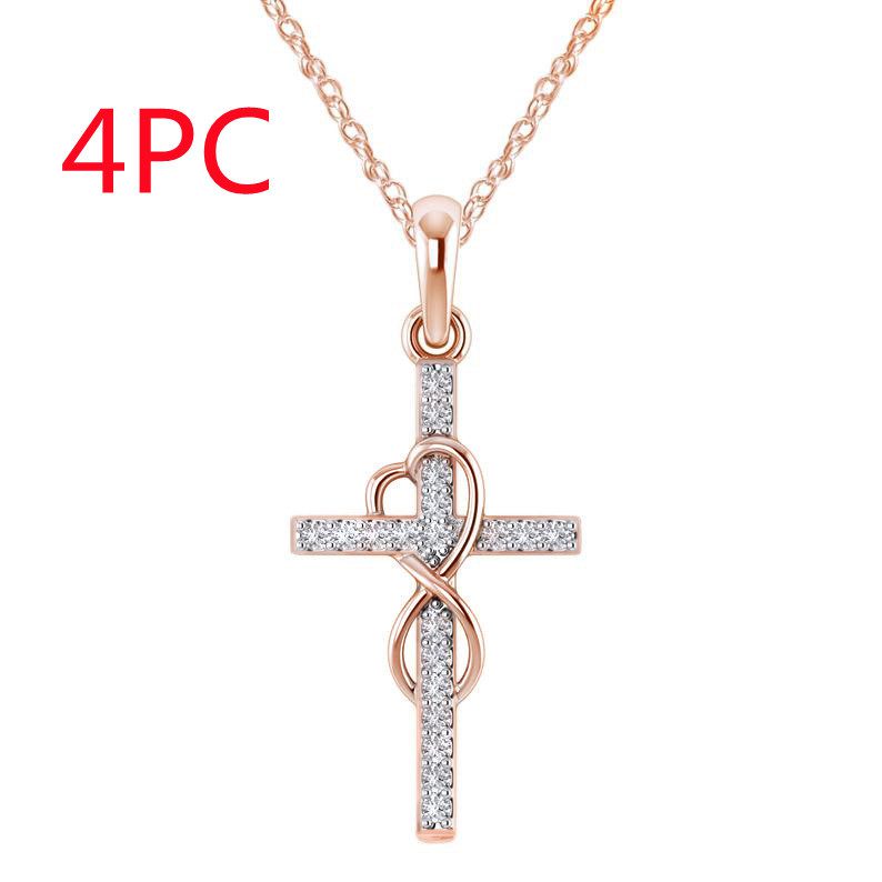 Alloy Pendant With Diamond And Eight-character Cross Necklace - Image 10