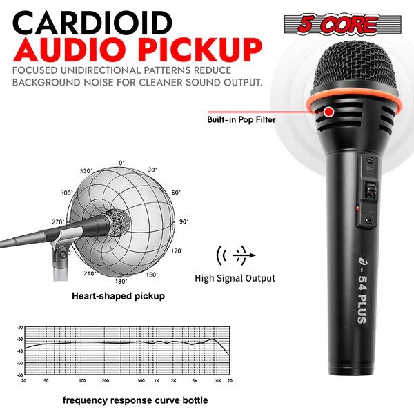 5Core Microphone Dynamic Mic Karaoke Singing Studio XLR Mics Handheld Microfono - Image 2