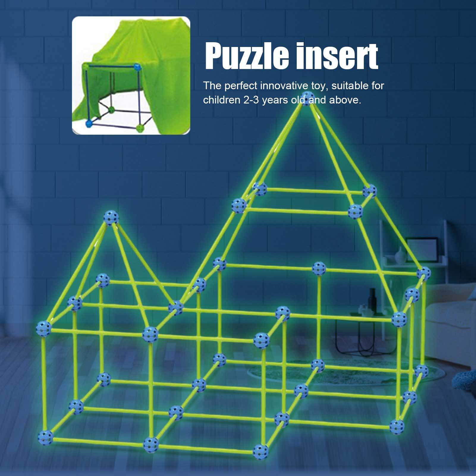 مجموعة بناء حصون (Fort Building Kit) – ألعاب تركيب للأطفال لبناء الخيام والقلاع والأنفاق، لعبة منزل ثلاثي الأبعاد DIY هدية للأطفال - الصورة 2