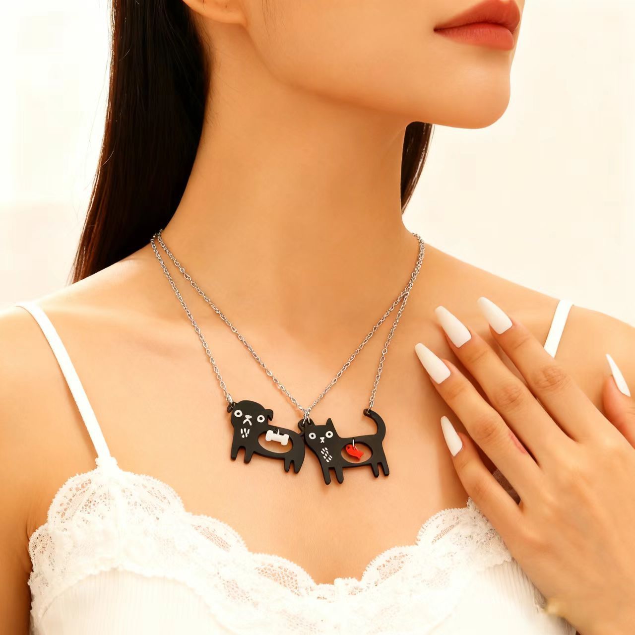 Cute Dog Cat Cartoon Necklace Ins Creative Collarbone Chain - Image 4