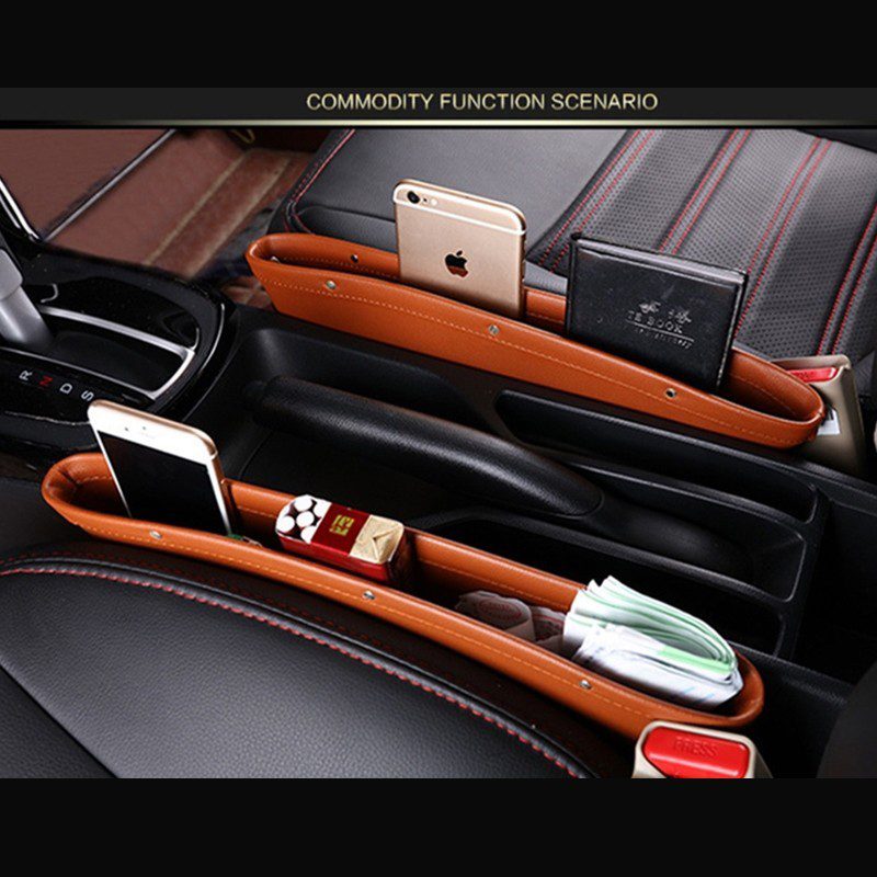 Car Organizer Box Caddy Catcher PU Leather Seat Gap Storage Bag - Image 2