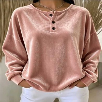 New Loose-fitting Velvet Button Casual Fashion Sweatshirt