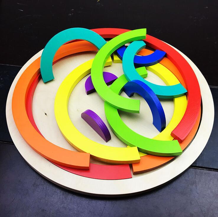 Jigsaw Puzzle Large 12-piece Arch Bridge Rainbow Building Blocks Early Childhood Education Toys - Image 8