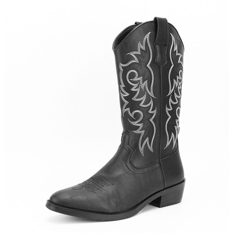Men's Embroidery Retro High Leg Boot - Image 7