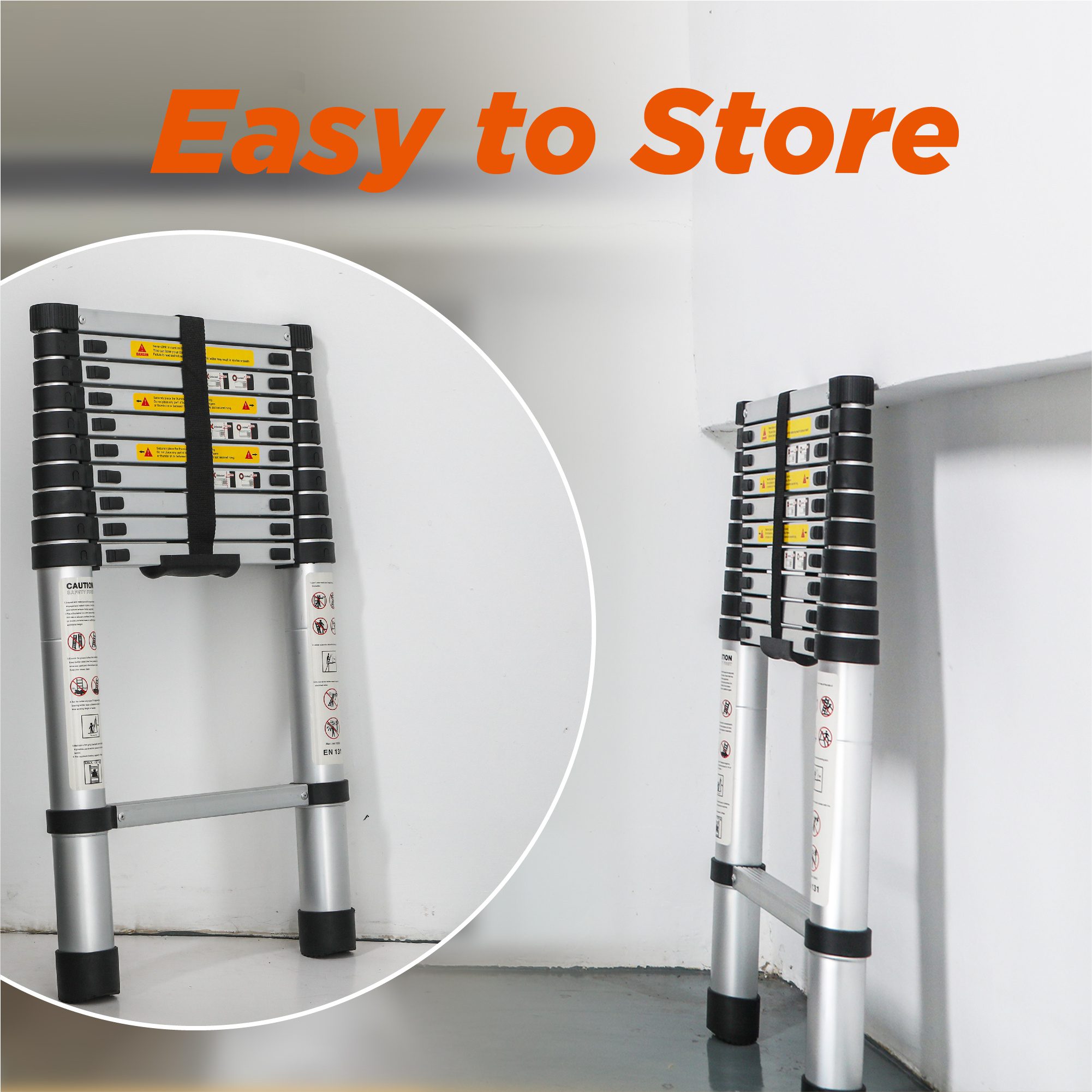 Telescoping Ladder 10.5FT, Telescopic Extension Ladder, Aluminum Alloy Folding Ladder Portable Multi-Purpose for Indoor Outdoor Work, Heavy Duty 300 lbs Load - Image 4