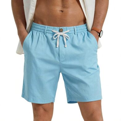 Drawstring Waist Solid-color Casual Athletic Shorts