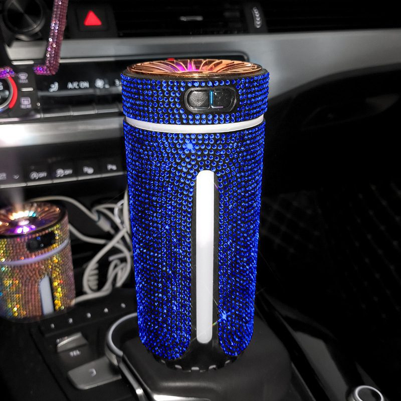 معطر هواء ومرطب سيارة فاخر بتصميم الألماس مع إضاءة LED، موزع عطور لتنقية وتعطير هواء السيارة وإكسسوارات سيارات للنساء - الصورة 7