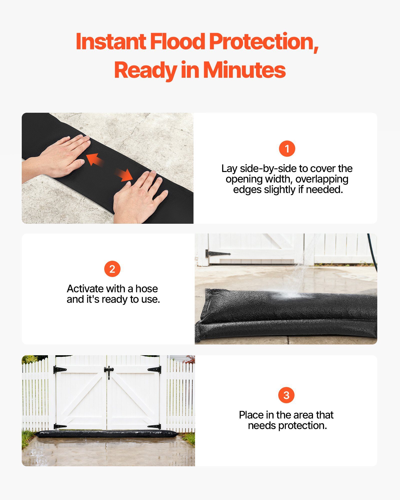 Flood Barrier, 8 Pack, 3050 X 210 Mm Flood Bags Activated By Water, Water Absorbent Barrier, Sandless Sandbags Blockage, Flooding Prevention Bags For Home, Doorway, Basement, Garage - Image 4