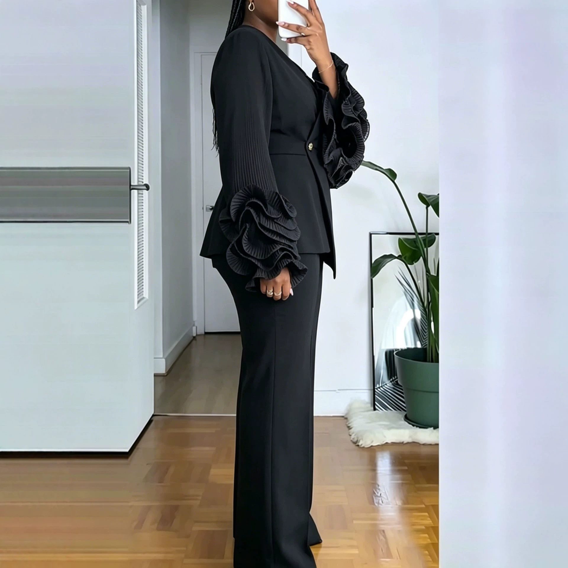 Womens Two-Piece Set With African Lace Trim - Image 4