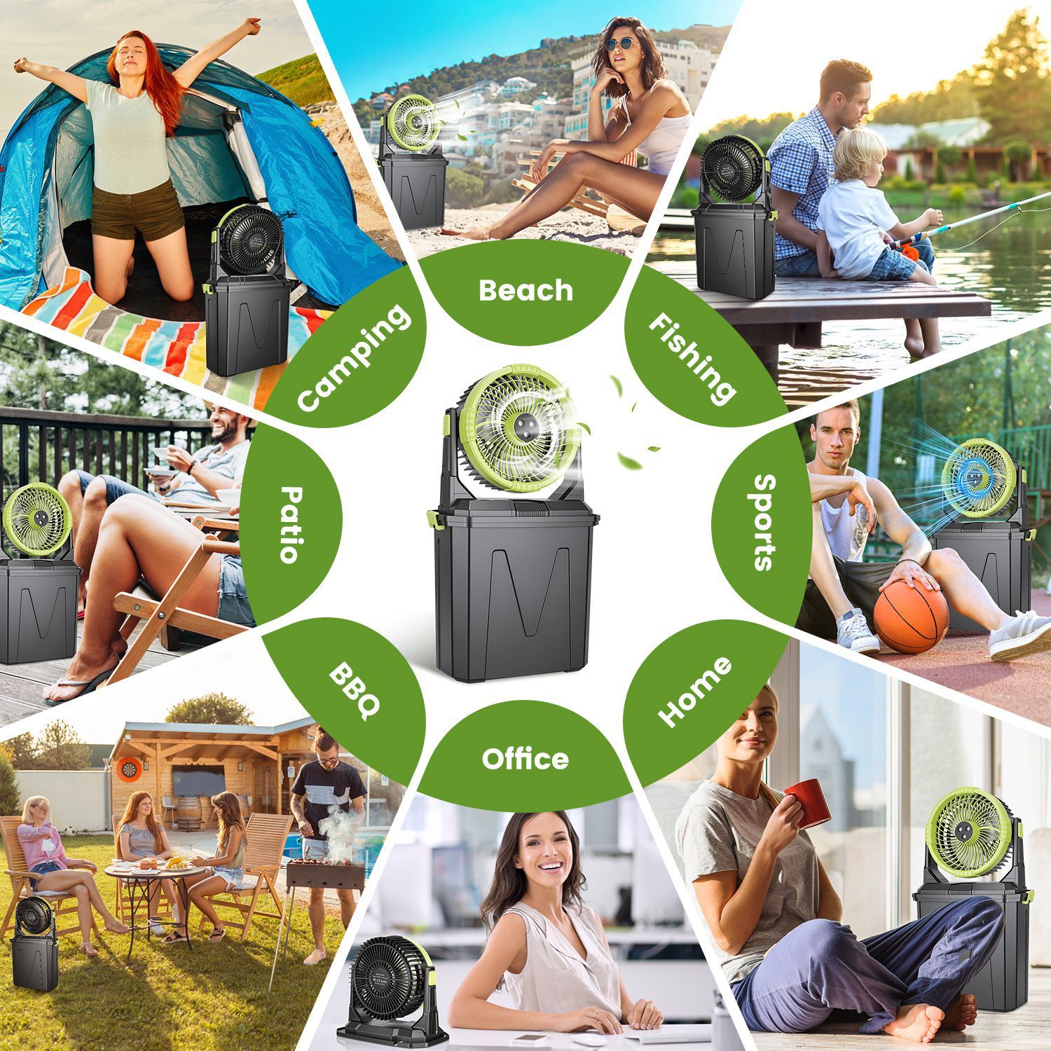 1Pc 5 In 1 20000mAh 10L Bucket Portable Misting Fan Indoor Outdoor Rechargeable Camping Cooling Fan Work As Air Cooler Humidifier Power Bank & RGB Night Light With Remote Control - Image 10