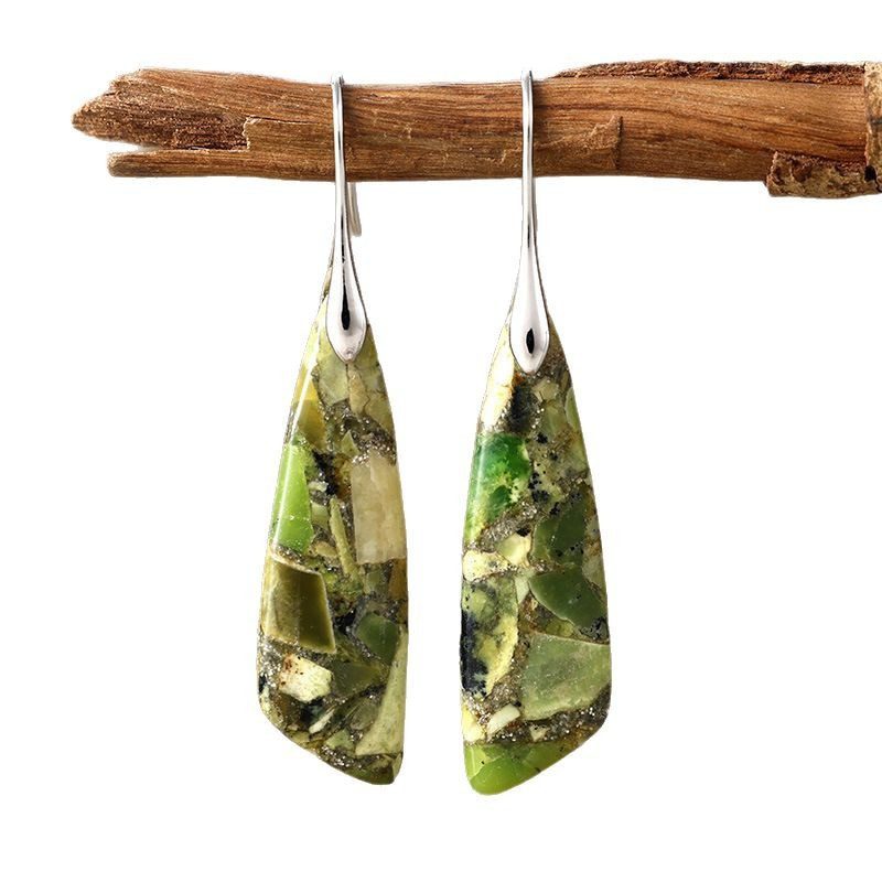 Bohemian Emperor Stone Geometric Pendant Earrings - Image 5