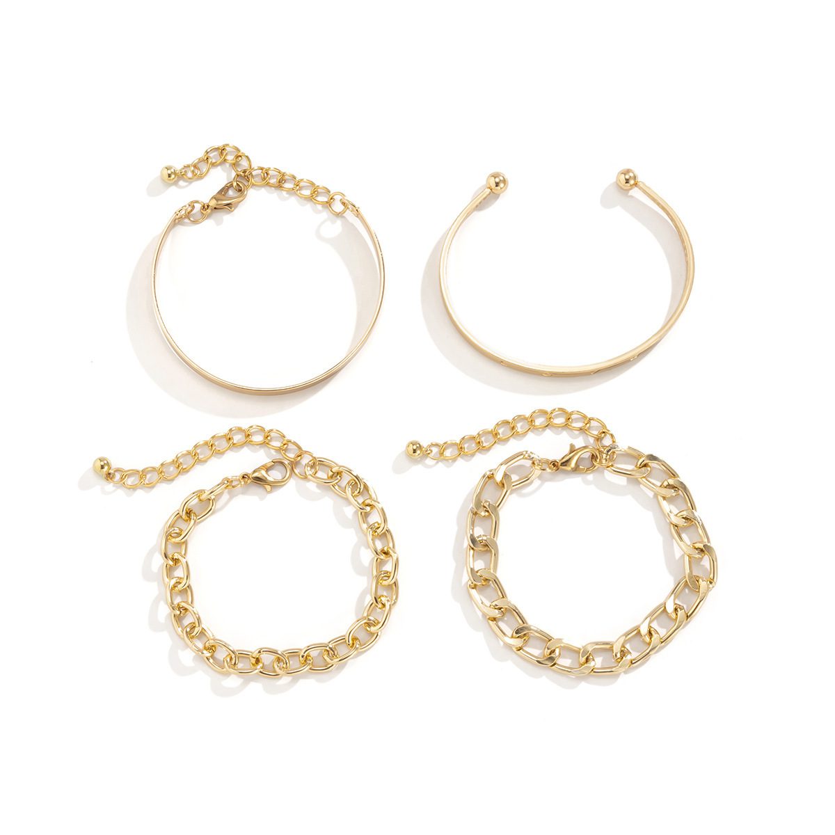 Simple And Smooth C-shaped Hollow Chain Bracelet Set - Image 5