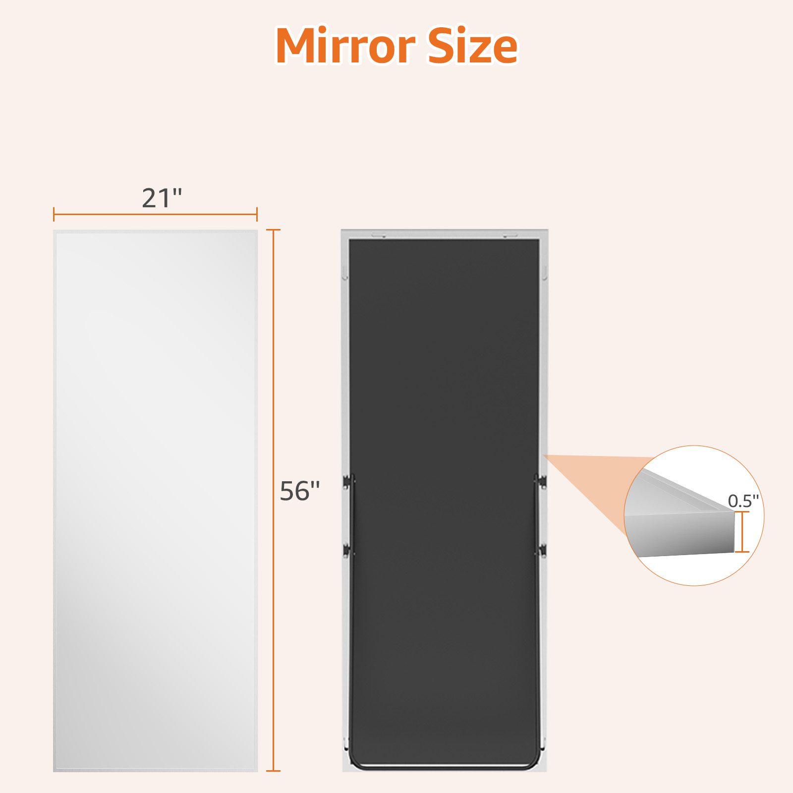 Rectangle Full Body Mirror, Full Length Standing Mirror, Hanging Or Leaning, For Home - Image 4