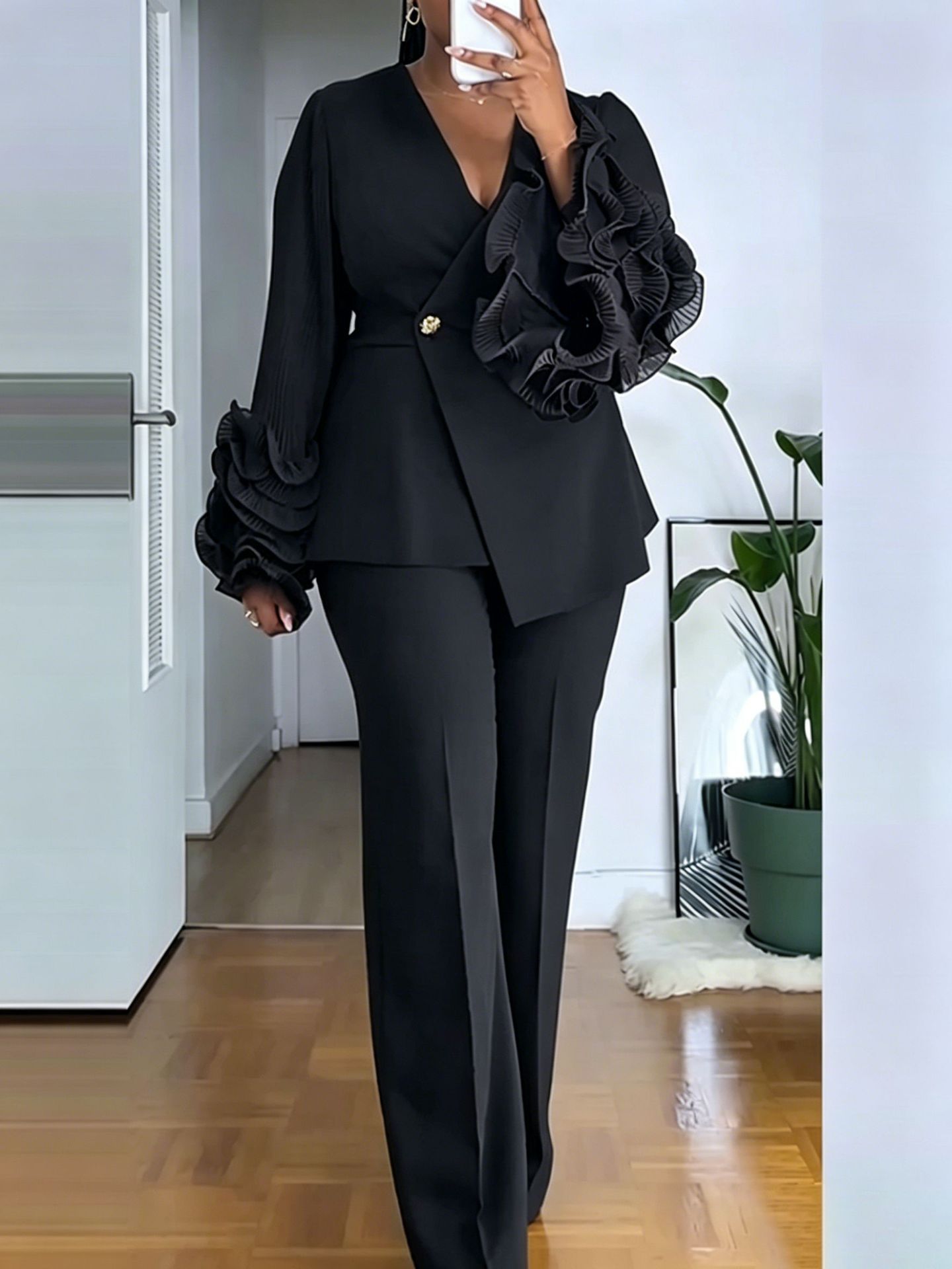 Womens Two-Piece Set With African Lace Trim - Image 5