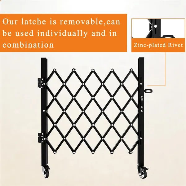 Foldable Security Gate, Expandable Safety Barrier With 360' Swivel Casters Lockable Design, Portable Mobile Rolling Barricade For Garage, Warehouse, Driveway And Pool Areas - 51.57' H X 74' W - Image 3