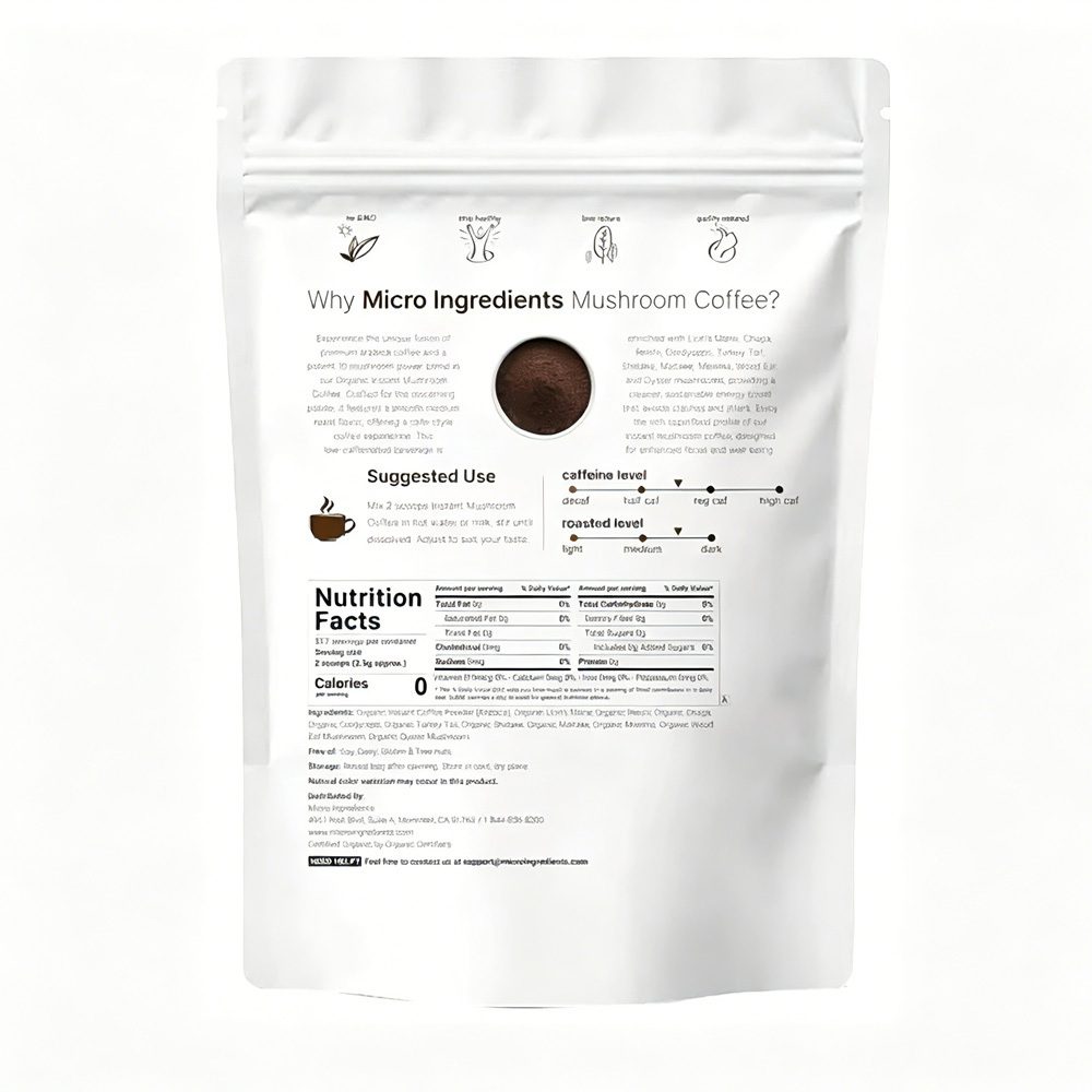10in1 Mushroom Coffee Powder, Premium Arabica Instant Coffee Blend With Mane, Reishi, Chaga 8 Functional Mushrooms, Low Caffeine, Non GMO, FillerFree,1 LB - Image 2