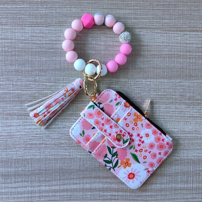 Womens Silicone Bead Bracelet Keychain Cardholder - Image 3