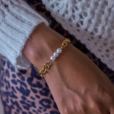 Zimi Design inspired Classic Style 18K Gold Stainless Steel Pearl