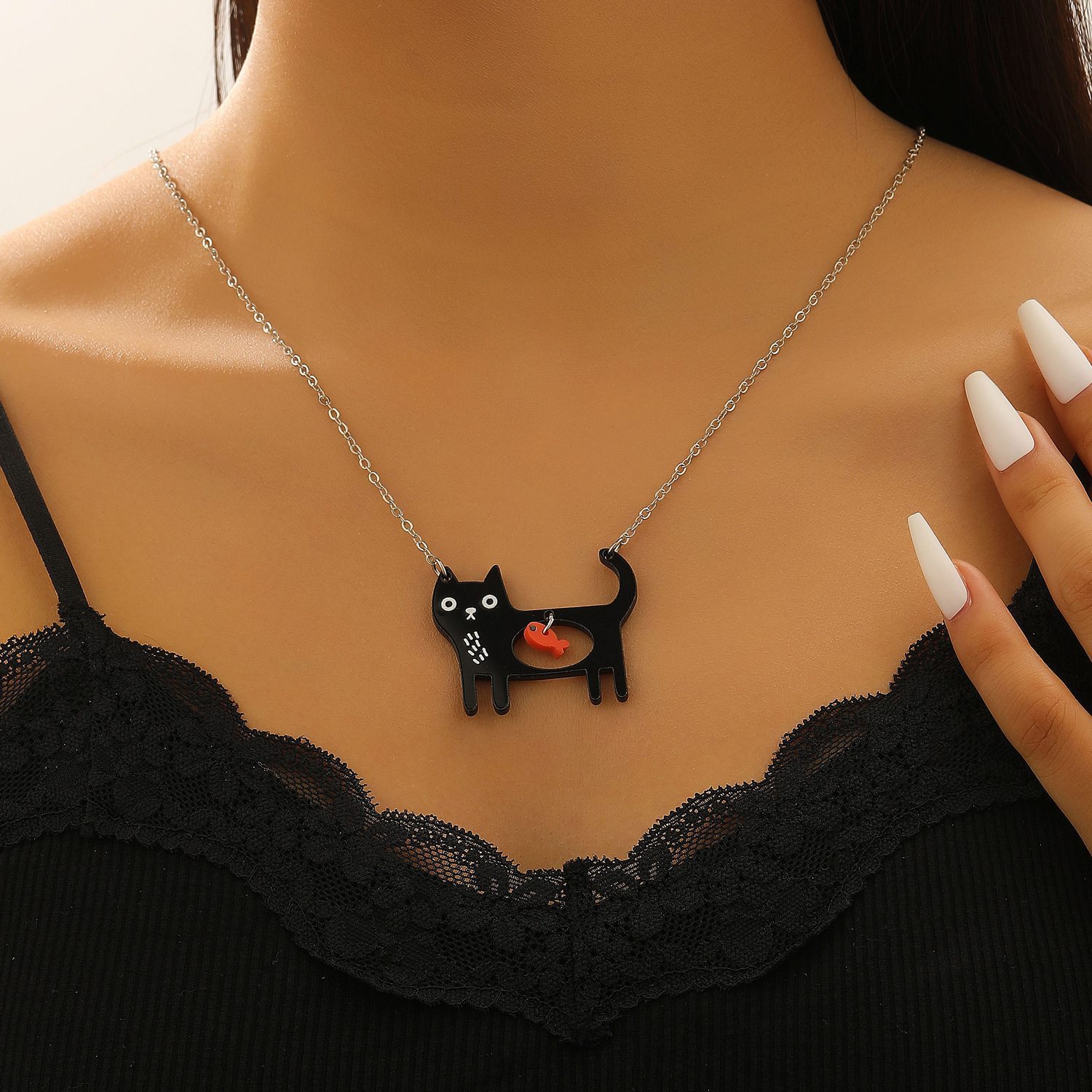 Cute Dog Cat Cartoon Necklace Ins Creative Collarbone Chain - Image 6