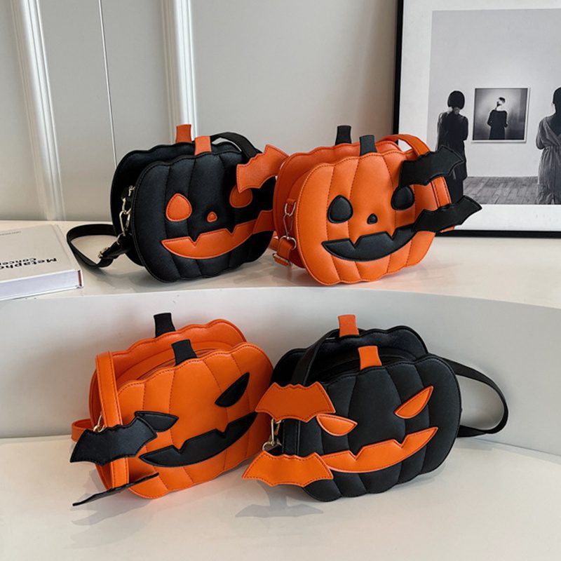 Halloween Bags Funny Pumpkin Cartoon Shoulder Crossbody Bag With Bat Personalized Creative Female Bag - Image 10