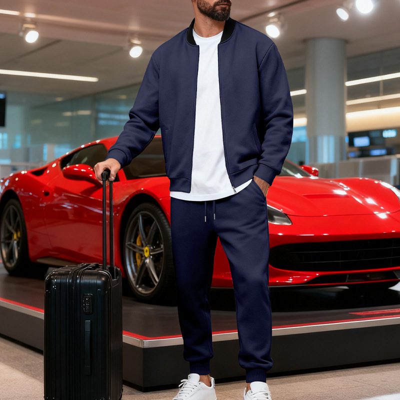 Mens Yolk-zip Baseball Jacket And Sportswear Set - Image 2